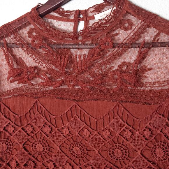 Sundance Lace Dress Rust Size 16 Dark Romantic Gothic Boho - Picture 3 of 10